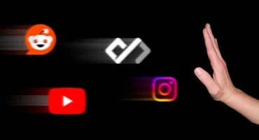 A hand signing stop against instagram, daily.dev, youtube and reddit